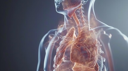 3D rendering of human diaphragm, respiratory system anatomy medical illustration - obrazy, fototapety, plakaty