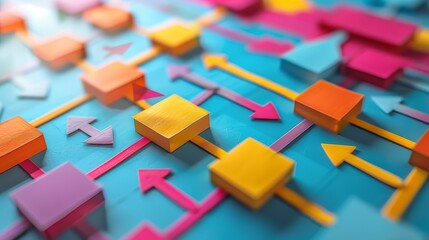 Fototapeta premium A bright minimalist depiction of a CRM workflow chart