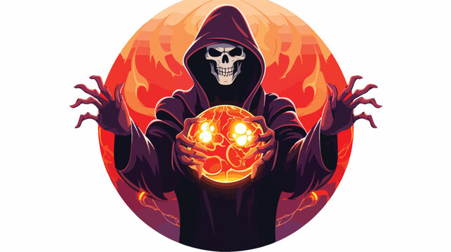The sinister skeleton lich forms a sphere of fire
