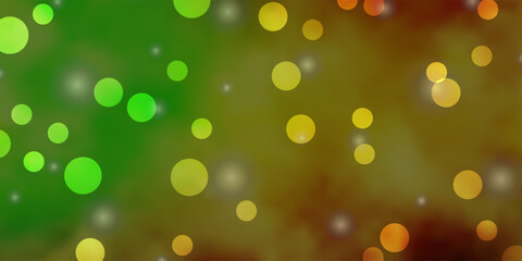 Light Green, Yellow vector texture with circles, stars.