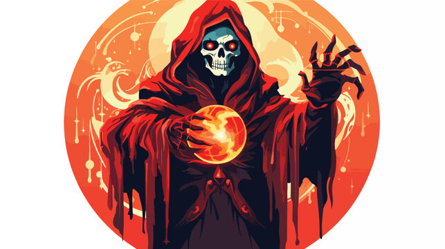 The sinister skeleton lich forms a sphere of fire