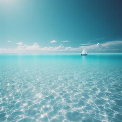 Sailing yacht in the sea. Seascape with copy space