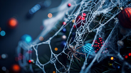 Close-up Decorative Spider Web Theme - obrazy, fototapety, plakaty