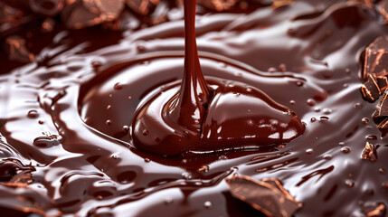 Close-up of Delicious Melted Chocolate Drizzling Over Decadent Dessert
