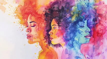 Vibrant Watercolor Painting Celebrating International Women's Day and Female Empowerment