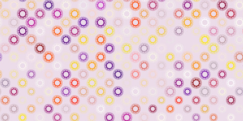 Light pink, yellow vector background with covid-19 symbols.