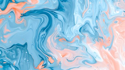 abstract peach fuzz and blue marbling background