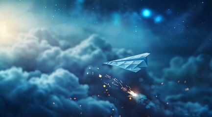 Naklejka premium paper plan in the sky