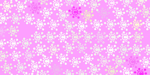 Light Pink, Yellow vector backdrop with virus symbols.