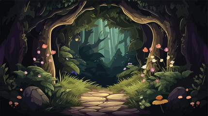 A mystical forest with hidden fairy doors 
