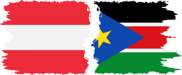 South Sudan and Austria grunge flags connection vector
