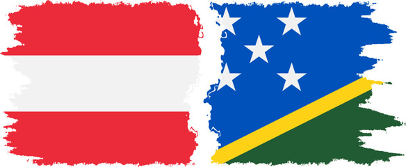 Solomon Islands and Austria grunge flags connection vector