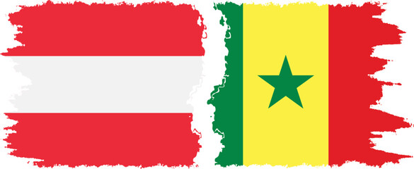 Senegal and Austria grunge flags connection vector