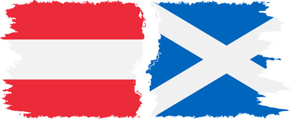 Scotland and Austria grunge flags connection vector