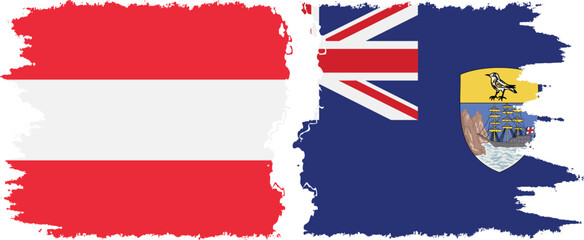 Saint Helena and Austria grunge flags connection vector