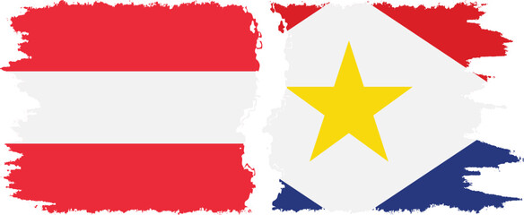 Saba and Austria grunge flags connection vector