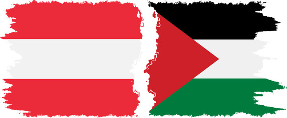 Palestine and Austria grunge flags connection vector