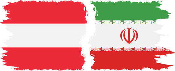 Iran and Austria grunge flags connection vector