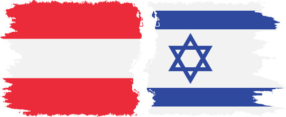 Israel and Austria grunge flags connection vector.