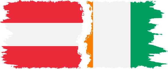 Ivory Coast and Austria grunge flags connection vector