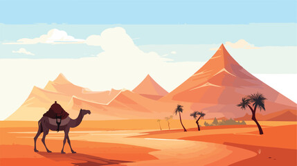 Fototapeta na wymiar desert landscape with camels