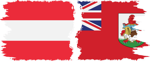 Bermuda and Austria grunge flags connection vector