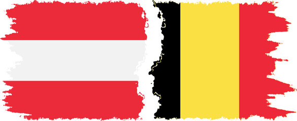Belgium and Austria grunge flags connection vector