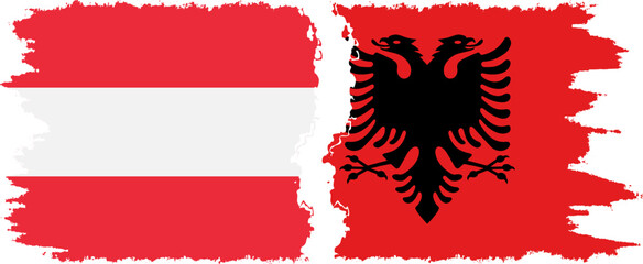 Albania and Austria grunge flags connection vector