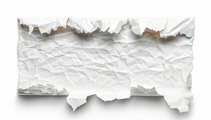 Isolated torn white paper fragment ideal for design projects on white background
