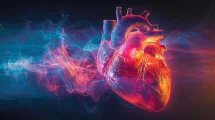 Fotobehang Echoing endurance: An echocardiogram visual transformed into a narrative of fighting heart disease, with layers of data and determination © saichon
