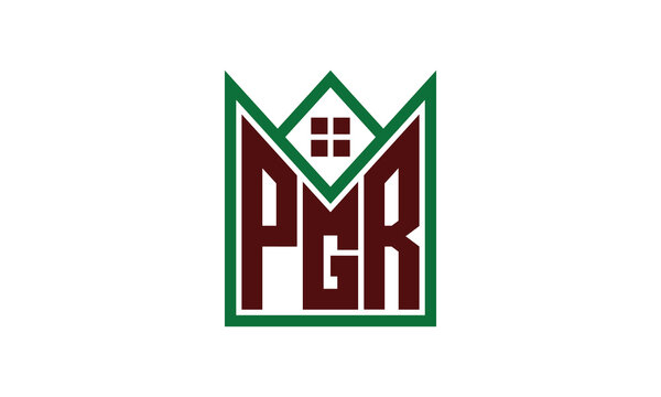 PGR initial letter builders real estate logo design vector. construction, housing, home marker, property, building, apartment, flat, compartment, business, corporate, house rent, rental, commercial