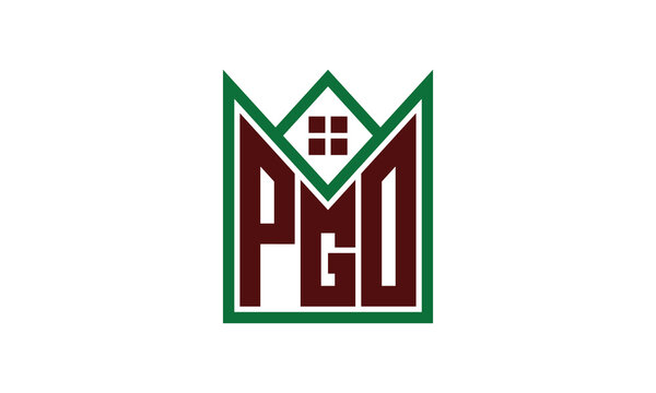 PGO initial letter builders real estate logo design vector. construction, housing, home marker, property, building, apartment, flat, compartment, business, corporate, house rent, rental, commercial