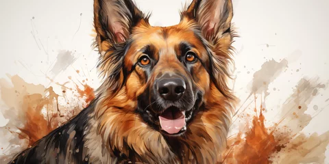 Fotobehang colorful german shepherd  dog on a white background © Kateryna