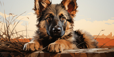 german shepherd puppy - obrazy, fototapety, plakaty