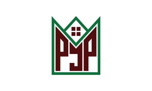 PJP initial letter builders real estate logo design vector. construction, housing, home marker, property, building, apartment, flat, compartment, business, corporate, house rent, rental, commercial