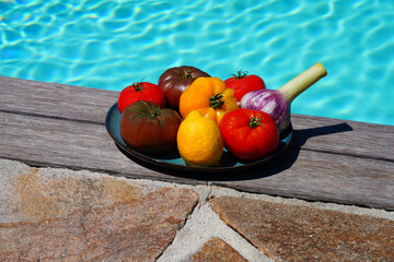 Bowl of colorful heirloom tomatoes in Provence, France - 765993772