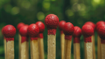 Matchstick figures standing in solidarity, one sacrifices for the common flame