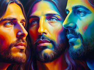 Rostro de jesucristo, closs up del rostro de jesus, semana santa, resurrección.  - obrazy, fototapety, plakaty