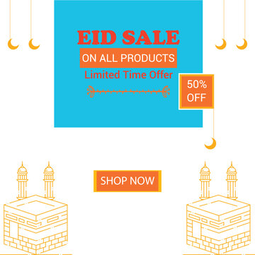 Eid sale special offer 50% off eps illustration with beautiful background