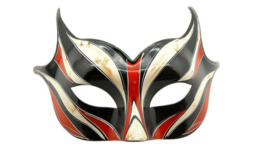 Dramatic Carnival Mask with Bold Lines and Striking Features Isolated on Transparent Background PNG.
