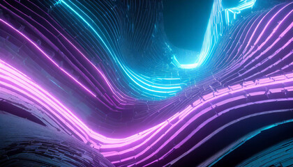 Electro Current Dreamscape: A Mesmerizing Abstract Wave Background in Neon Purples Pinks and Blues 