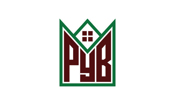 PYB initial letter builders real estate logo design vector. construction, housing, home marker, property, building, apartment, flat, compartment, business, corporate, house rent, rental, commercial