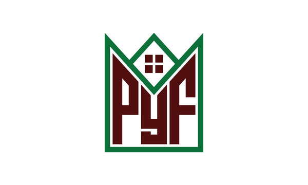 PYF initial letter builders real estate logo design vector. construction, housing, home marker, property, building, apartment, flat, compartment, business, corporate, house rent, rental, commercial