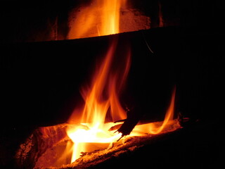 fire in the fireplace