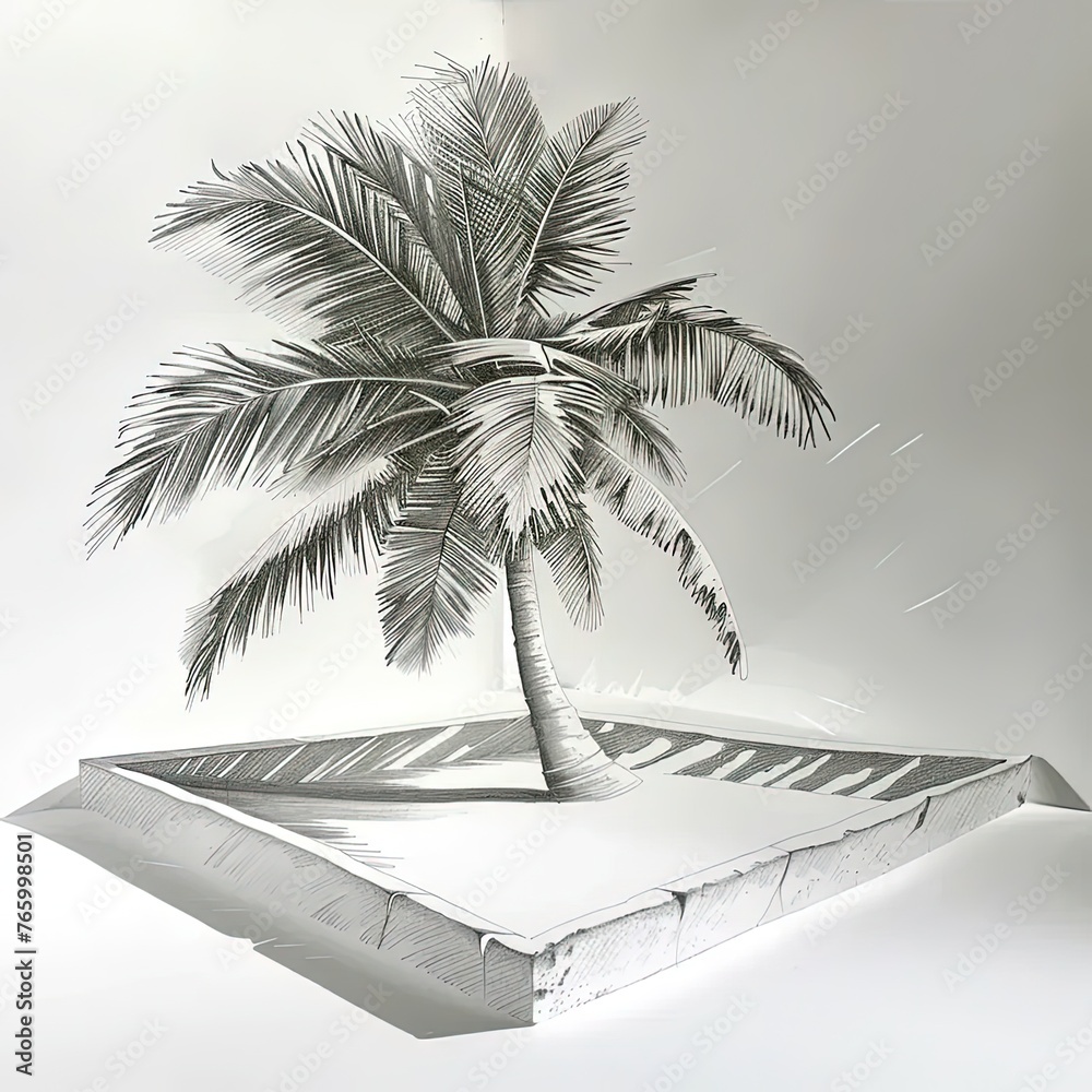 Poster a black and white photo of a palm tree