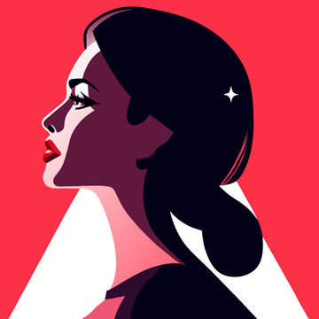 Vector minimalista de una mujer de perfil