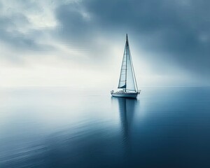 Fototapeta premium a sailboat in the middle of the ocean on a cloudy day