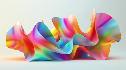 Vibrant holo abstract 3D shape, captivating images showcasing holographic textures and dynamic forms, a mesmerizing display of colors and patterns in three-dimensional space