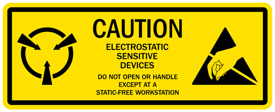 Anti static sign electrostatic sensitive device