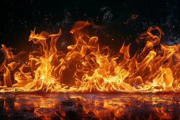 Fotobehang A large fire with flames reaching up to the sky © top images